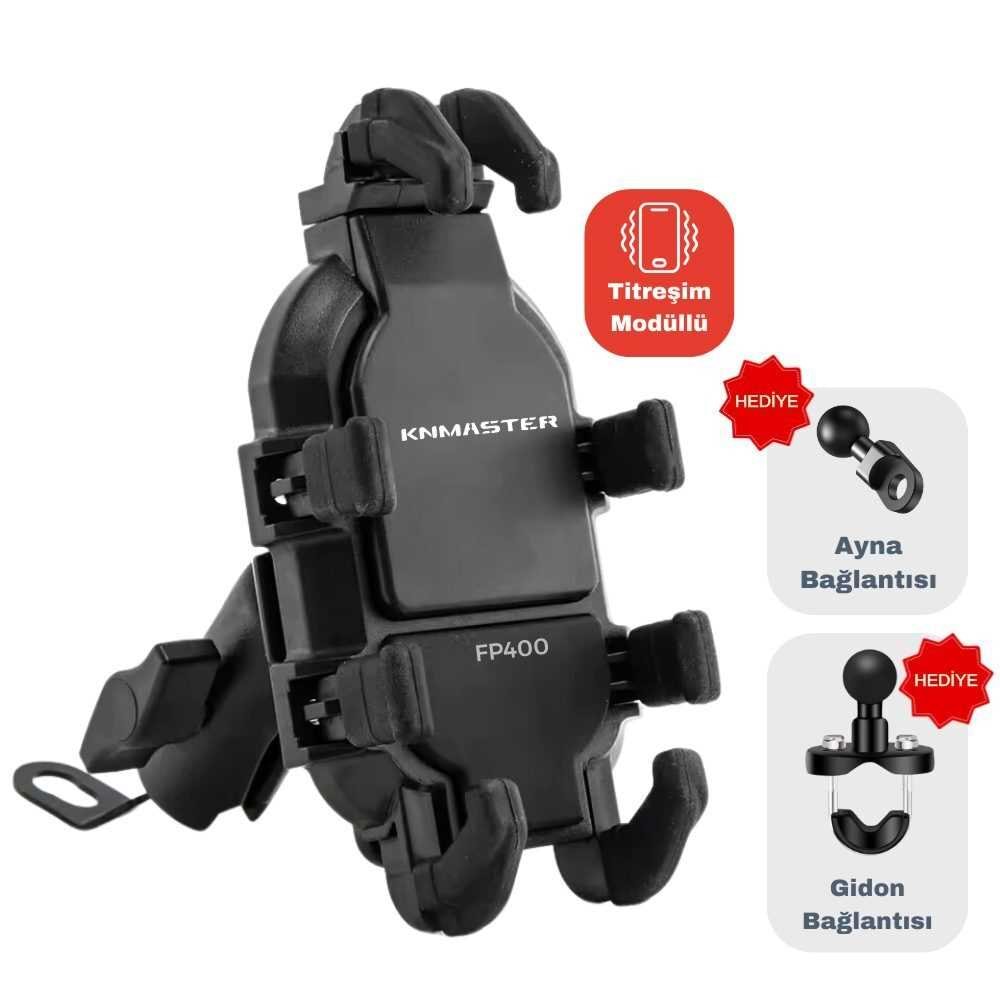 KNMASTER FP400 Titreşim Engelleyicili Tüm Motosikletlere Uyumlu Telefon Tutucu