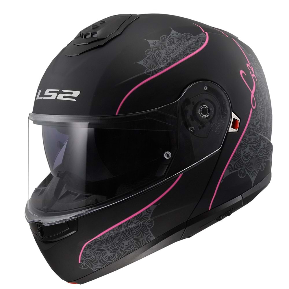 LS2 STROBE 2 LUX MAT SİYAH-PEMBE KASK - PEMBE - XS
