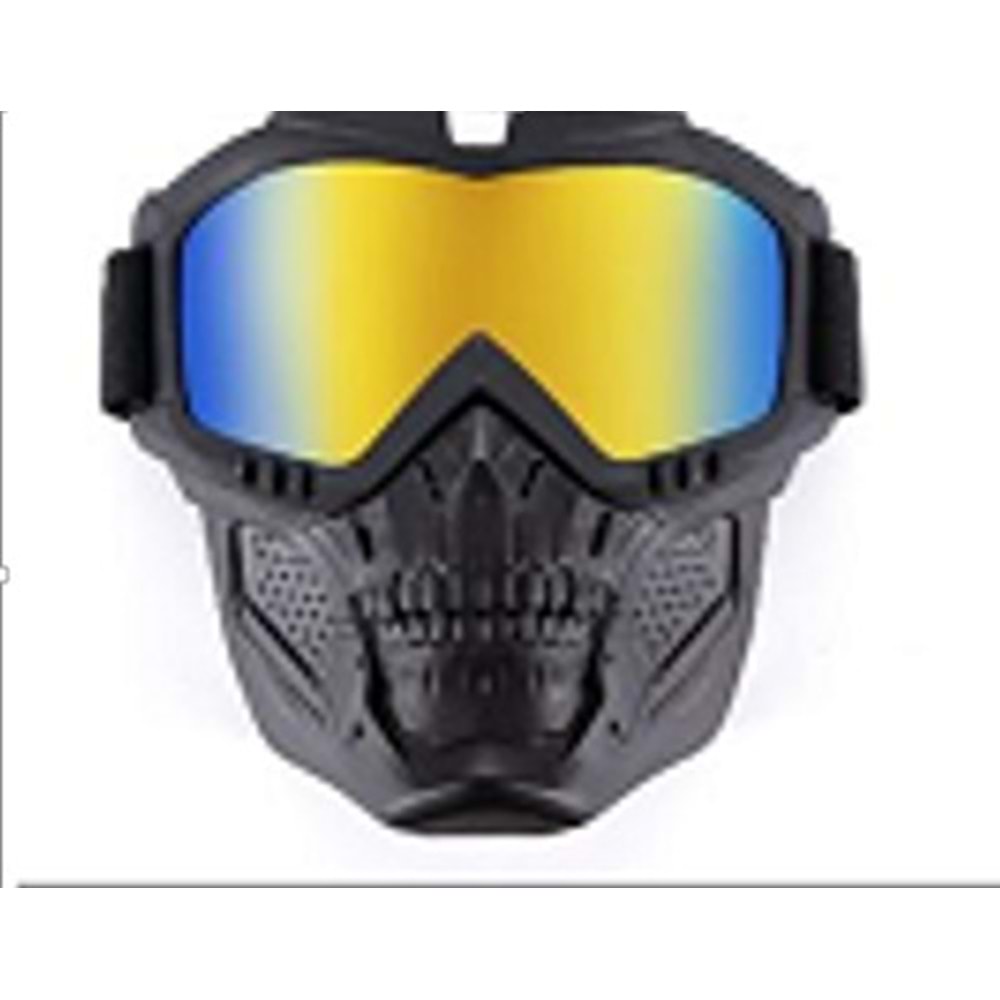 MOTOSİKLET KURUKAFA KASK MASKESİ - SARI - M