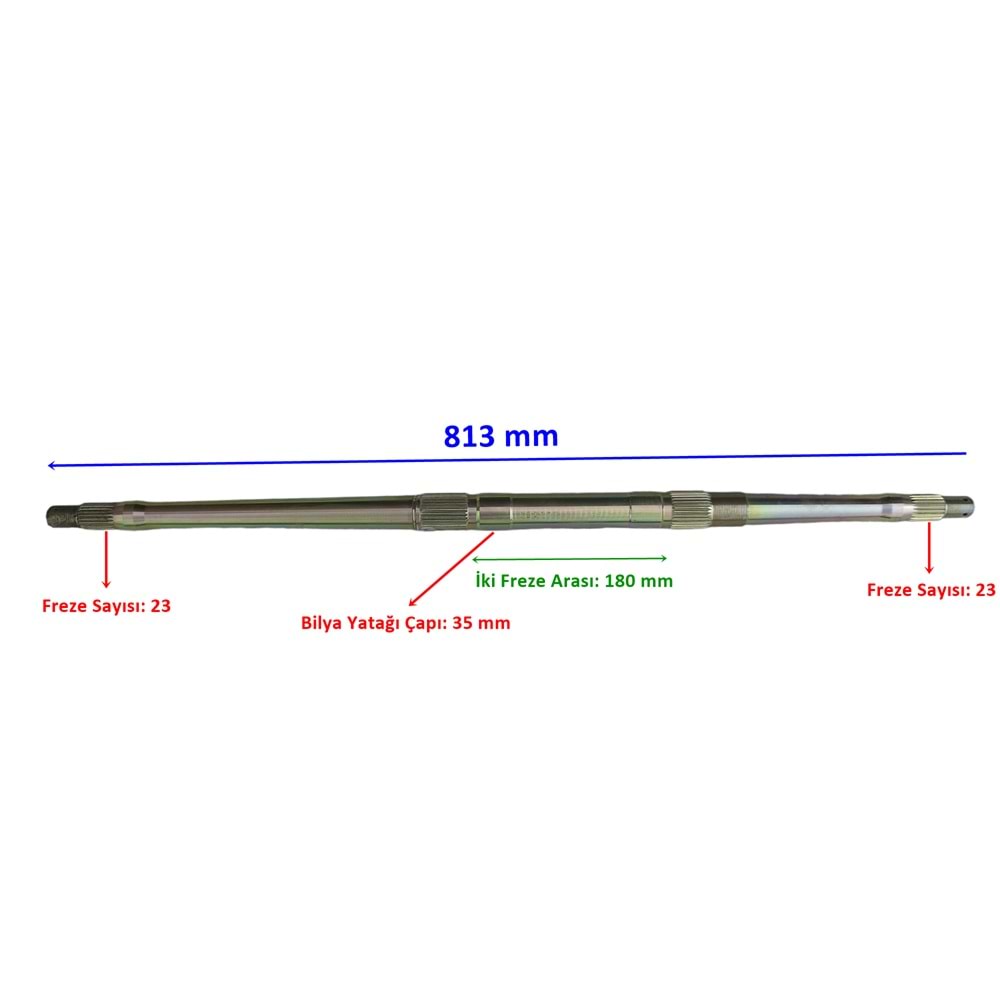 APACHİ ATV AKS MİLİ 813MM TEK YİVLİ BİLYA YATAĞI 35MM 23FREZE