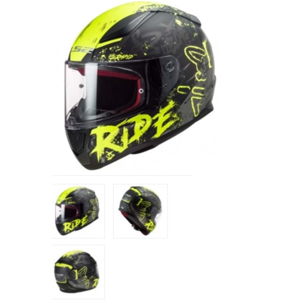 LS2 RAPID NAUGHTY MAT SİYAH-NEON SARI KASK - SARI - XL