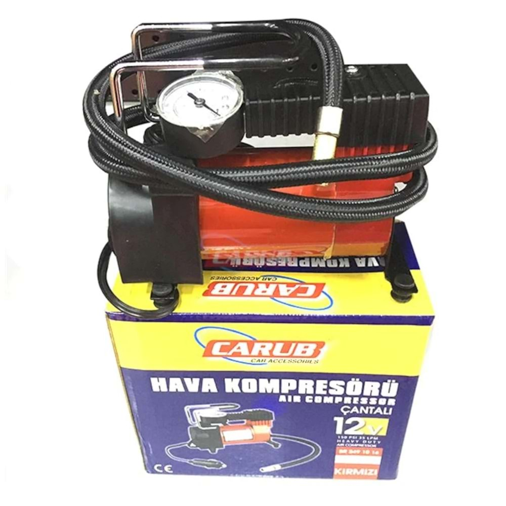 CARUB Hava Kompresörü 12V Metal Işıksız Kırmızı