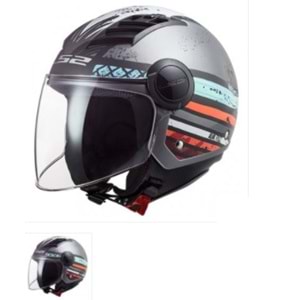 LS2 AIRFLOW RONNIE MAT GRİ-MAVİ KASK - GRİ - M