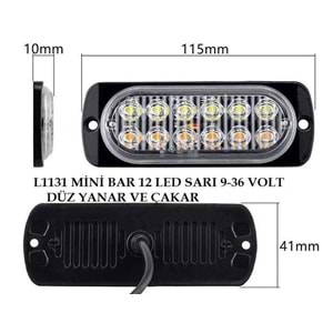 TAS L1131 9V-36V MİNİ BAR 12LED SARI VE DÜZ ÇAKAR