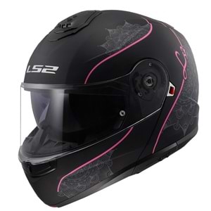 LS2 STROBE 2 LUX MAT SİYAH-PEMBE KASK - PEMBE - XS