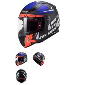 LS2 RAPID CROMO MAT TURUNCU-MAVİ KASK - TURUNCU - L