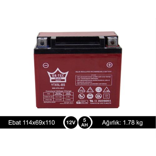 ORTEC 12V 5AH AKÜ YTX5-L BS SFC POPCORN HUSSAR