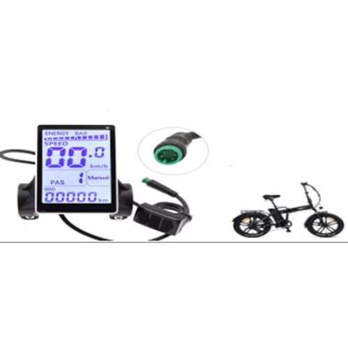 PEDAL DESTEKLİ ELEKTRİKLİ BİSİKLET LCD KİLOMETRE SAATİ (M5 6 PİN)ALÜMİNYUM