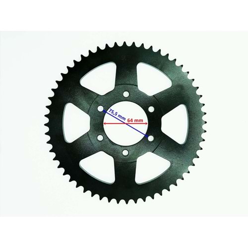 RAMZEY CROSS 200 ARKA DİŞLİ 428-56T İÇ 64 mm 6 DELİKLİ