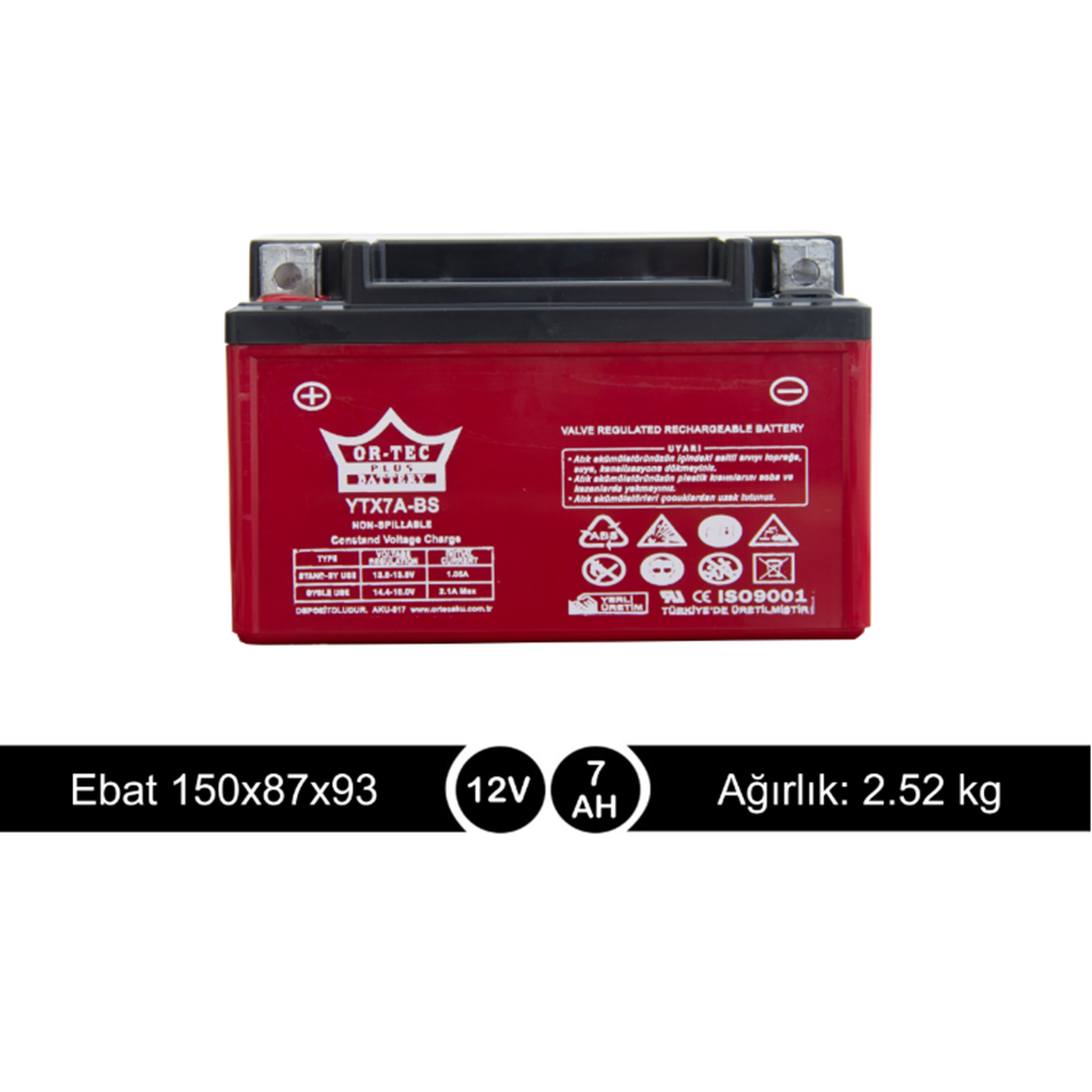 ORTEC 12V 7AH SCOOTER AKÜ YTX7