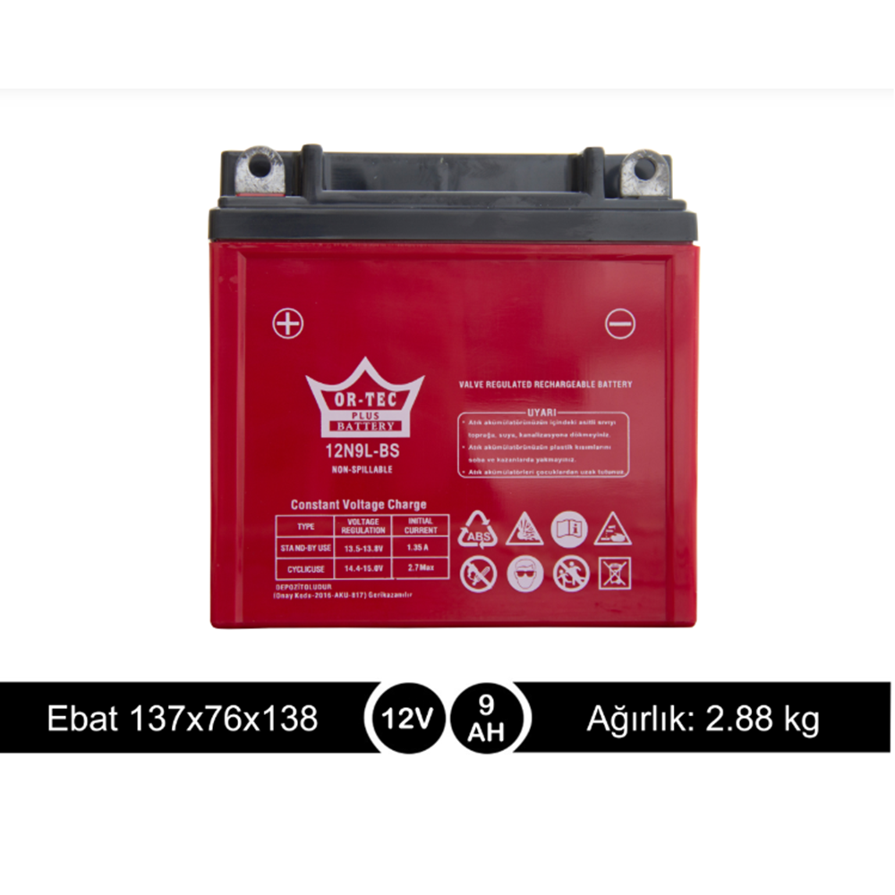 ORTEC 12V 9AH DİK AKÜ 12N9L-BS