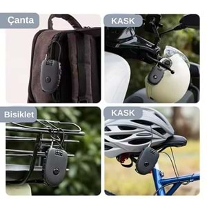 KNMASTER HL300 MOTOSİKLET KASK KİLİDİ ESNEK KABLO