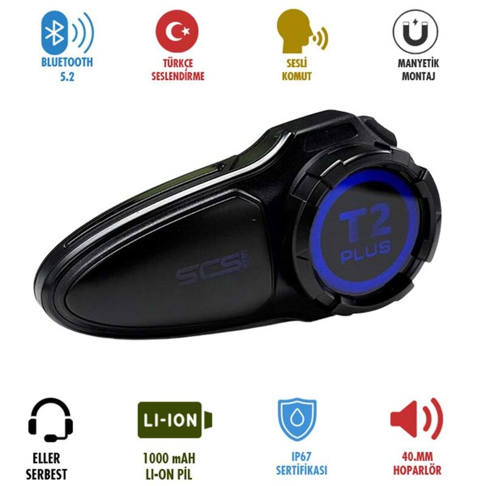 SCS T2 PLUS BLUETOOTH VE INTERCOM