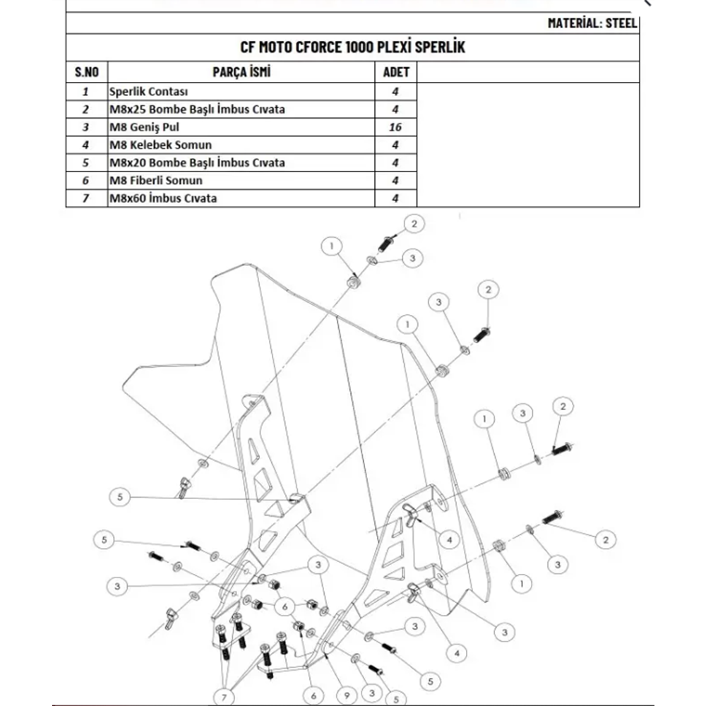 C FORCE 1000 ATV PLEXİ SİPERLİK CAMI