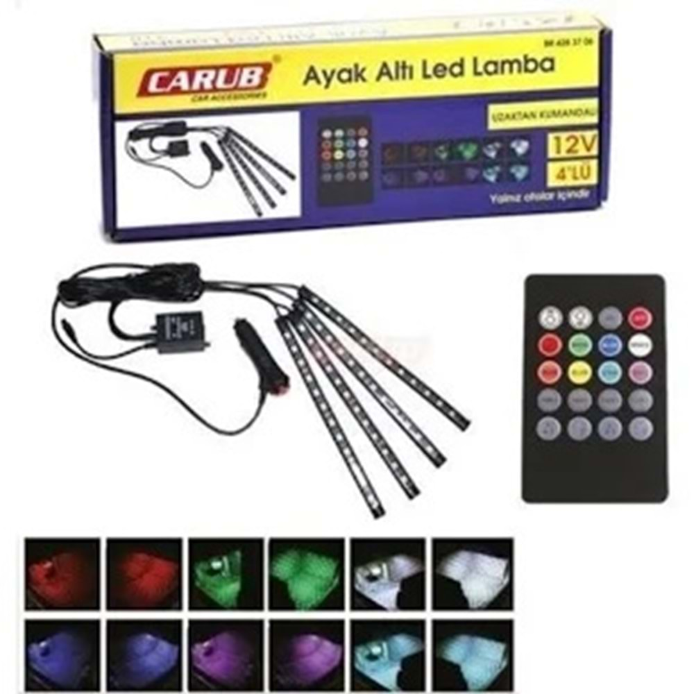 CARUB Lamba ayak altı Led 12V 4lü U.K Kumandalı