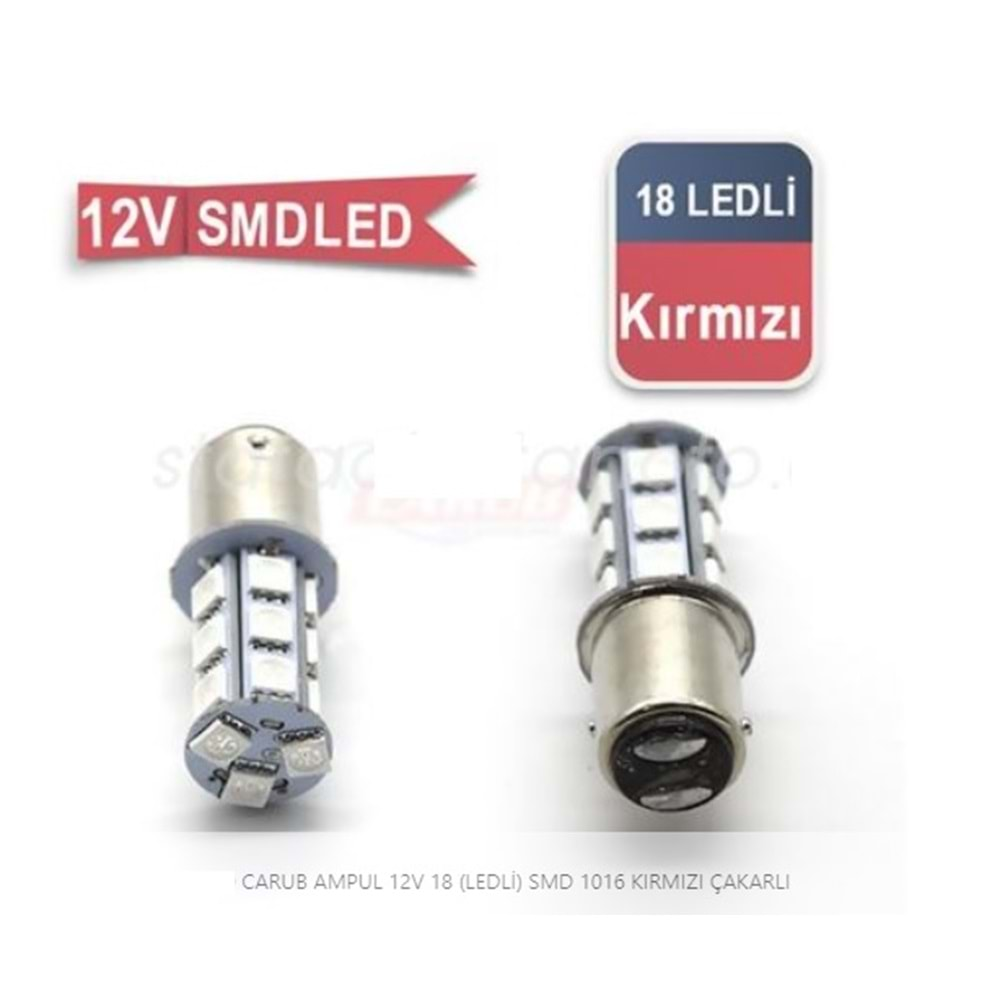 CARUB AMPUL 12V 18 (LEDLİ) SMD 1016 KIRMIZI